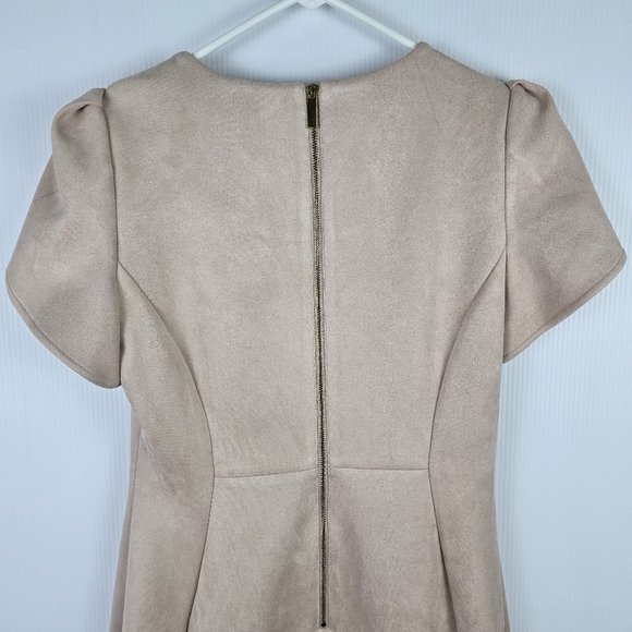 NWOT Calvin Klein Faux-Suede Tulip Sleeve Sheath Dress Light Pink Size 8 Bodycon - Picture 10 of 16